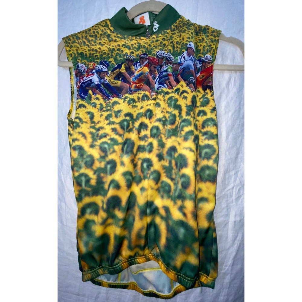 Champion System Cycling Jersey Womens Medium Yellow Sunflower Graham Watson Vest